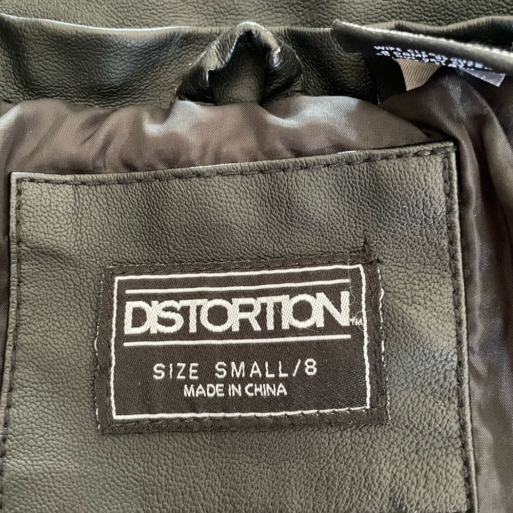 Distortion Black Leather Jacket Small - image 3